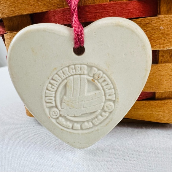Longaberger 1995 Sweetheart Sweet Sentiments Small Basket Liner and Heart Charm - Picture 11 of 15